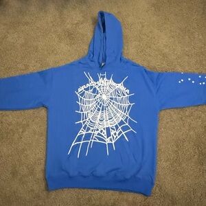Blue Spider Web Graphic Hoodie
